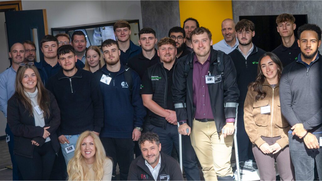 WLG Ltd staff attending a BAM x Whitecroft Bright Futures event in Ashton-Under-Lyne